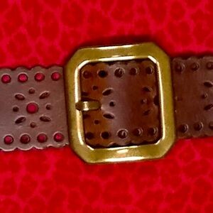 Designer J Jill 💎New Leather Belt With Floral Cut Outs & Brass Buckle